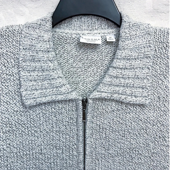 Sonoma Women’s White/Gray Full Zip Knit Cardigan Sweater Plus Size 1X GUC - Picture 2 of 7